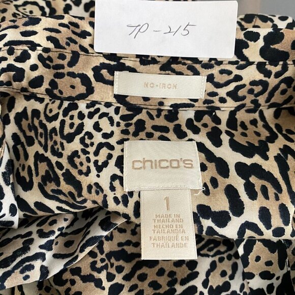 Chico's Shirt Top Button Down Leopard Cheetah Anim - Picture 2 of 6